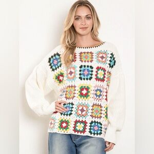 #239 New! Gorgeous Quilted Patches Heavyweight Sweater